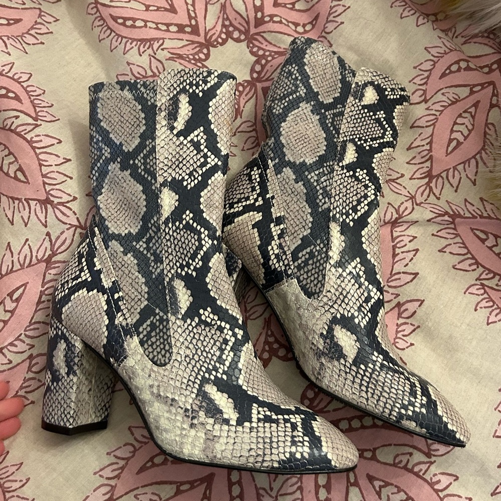 Stuart Weitzman Ernestine Python-Print Sock Booti… - image 3